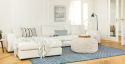 Parallel Wave Blue / White Rug 8 X 10