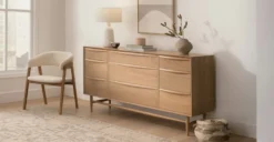 Lenia White Oak 9-Drawer Dresser